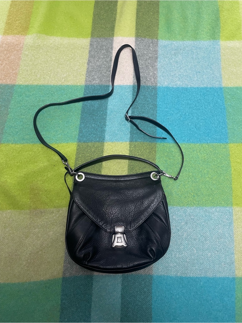 Polo Ralph Lauren Baguette Double Strap Leather Black Hand Crossbody Bag